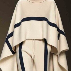 Turtleneck Raglan Sleeves Urban Loose Color Block Cape